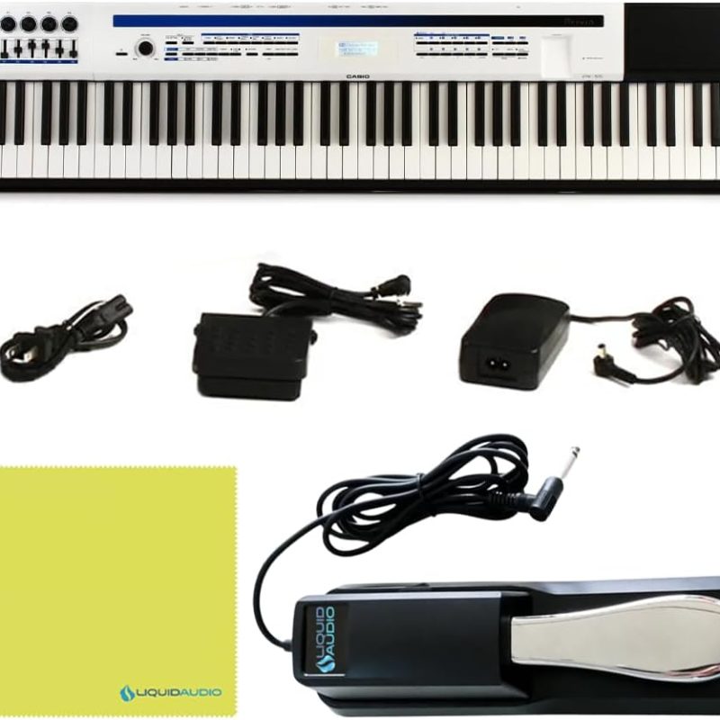 Casio Privia PX-5S 88-key Stage Piano Bundle w/Sustain Pedal, Deluxe Pedal, Power Adapter & Liquid Audio Polishing Cloth