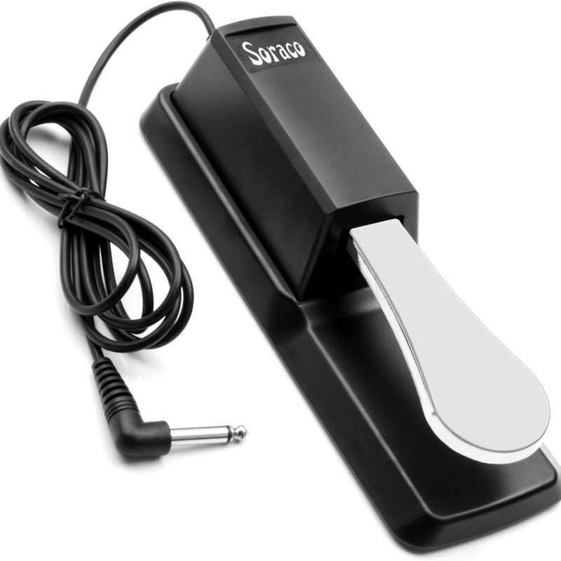 Soraco Sustain Pedal Universal for Yamaha Casio Roland Korg Behringer Moog Piano Midi Electronic keyboards Style with Polarity Switch, 1/4” Input Plug