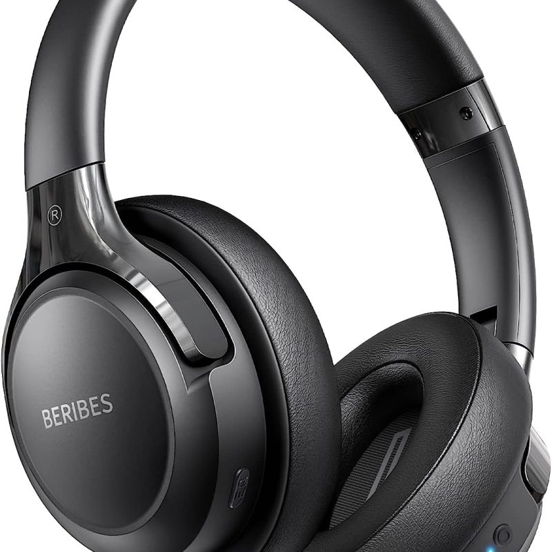 BERIBES Bluetooth Headphones Over Ear, 65H Playtime and 6 EQ Music Modes Wireless Headphones with Microphone, HiFi Stereo Foldable Lightweight Headset, Deep Bass for Home Office Cellphone PC Ect.