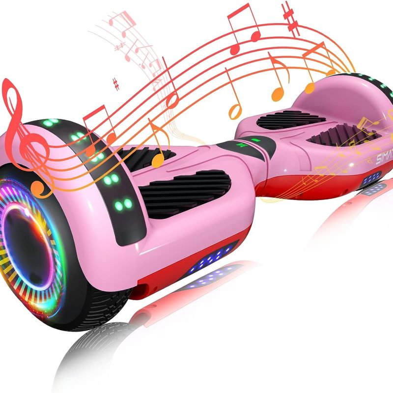 SIMATE 6.5″ Hoverboard with Bluetooth & LED Lights, Self Balancing Hover Boards for Kids & Adults & Girls & Boys, for All Ages