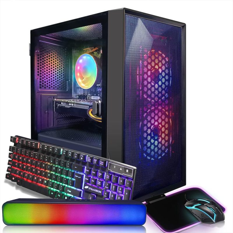 STGAubron Gaming Desktop PC,Intel Core I5 3.3Ghz up to 3.7Ghz,GeForce RTX 2060 6G GDDR6,16G RAM,512G SSD,WiFi,BT 5.0,RGB Fan x 3,RGB Keybaord & Mouse,RGB Mouse Pad,RGB Bluetooth Sound Bar,W10H64